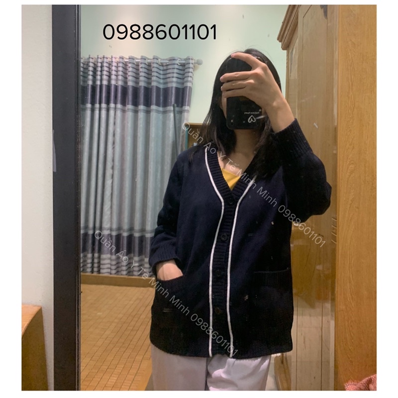 Áo Len Cadigan mùa thu đông Basic, vintage giữ ấm, giữ nhiệt, 2 lớp lót lông, phù hợp điều dưỡng, bác sĩ, phòng khám