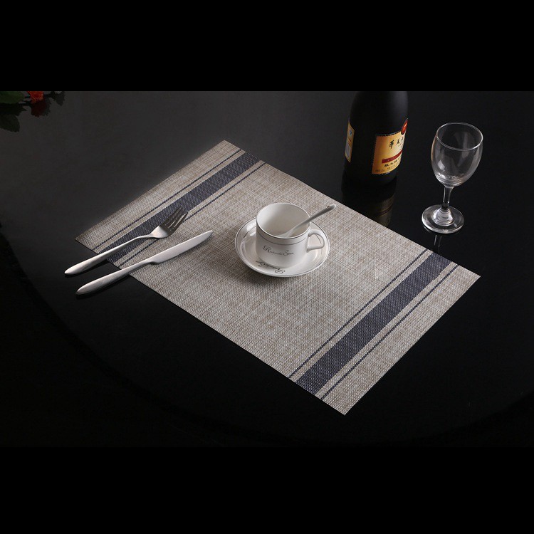 Tấm lót bàn ăn, miếng lót bàn hình chữ nhật kẻ sọc dọc cách nhiệt chống trượt - đồ decor bàn ăn