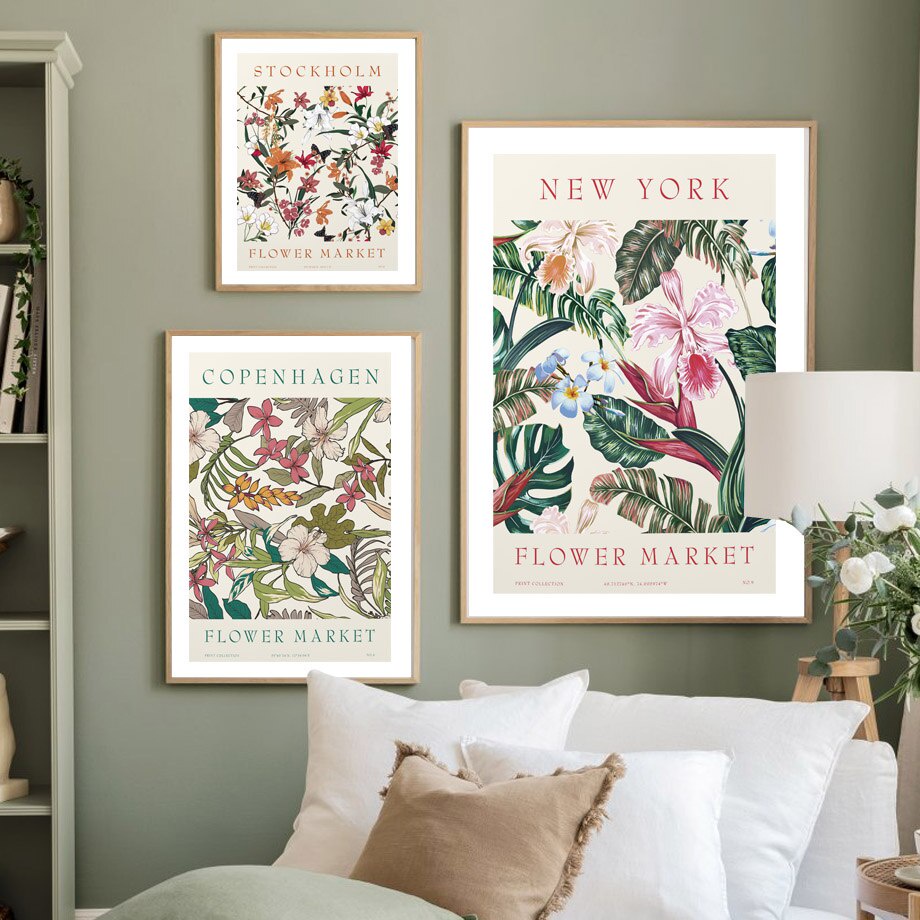 Tranh Vải Bạt Treo Tường In Hình Hoa Trừu Tượng Phong Cách Paris Paris Trang Trí Nhà Cửa