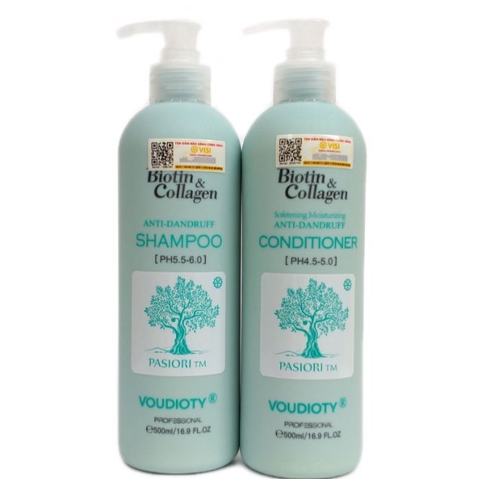 Cặp Gội Xả Biotin Collagen Trắng 500ml 1000ml Giảm Rụng Tóc Kích Thích Mọc Tóc Phục Hồi Tóc Khô Xơ