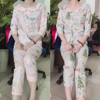 Đồ bộ mặc nhà, đồ bộ mặc nhà sau sinh, đồ bộ mặc nhà tự chụp , 2 màu hồng , xám
