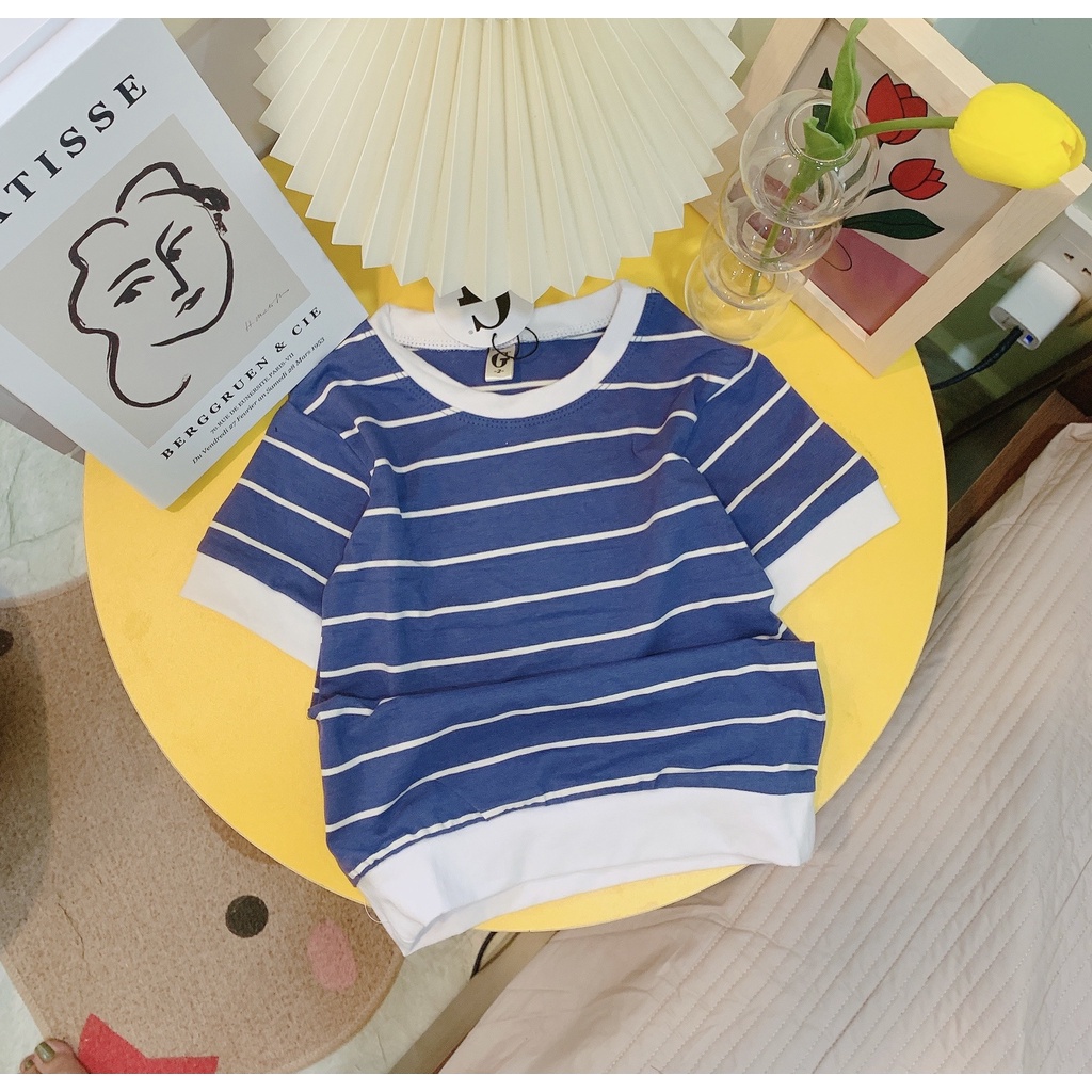 Lyvyshop - (Cotton SG chính phẩm) Áo thun cộc tay bé trai, bé gái (09kg-28kg) mẫu sọc ngang siêu cá tính