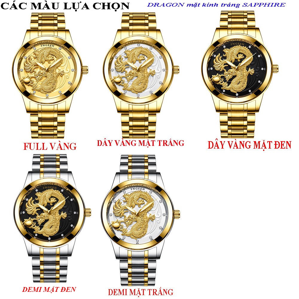 (FULL BOX) Đồng Hồ Nam FNGEEN Mặt Rồng 3D Phiên Bản Doanh Nhân Dây Thép Không Gỉ Cao Cấp | BigBuy360 - bigbuy360.vn