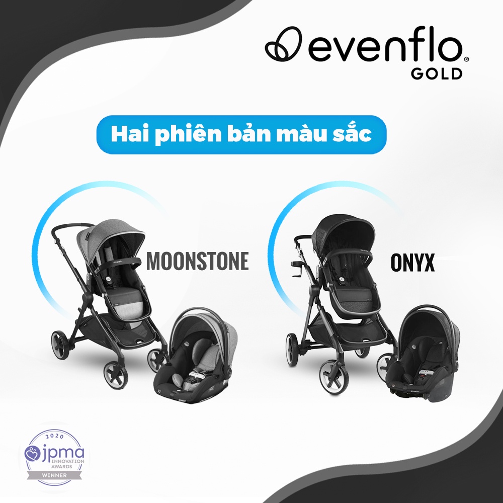 Bộ xe đẩy đôi xe đẩy nôi xách 3-in-1 Evenflo Gold Pivot Xpand Travel System