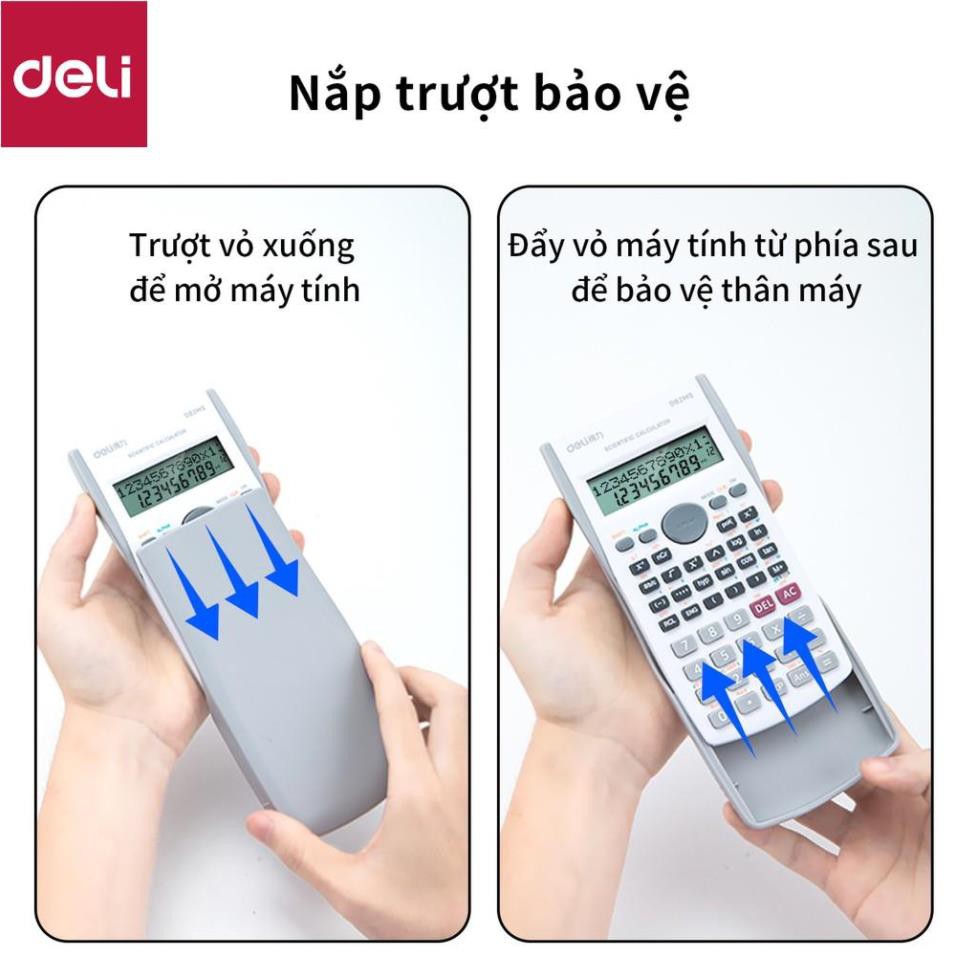 Máy tính kỹ thuật Deli - Đen/Xanh dương/Hồng/Trắng - D82MS [Deli]