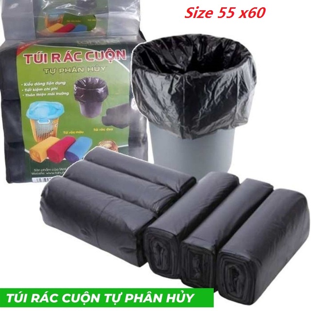 [SIÊU RẺ]Combo 3 cuộn túi đựng rác 1kg tự phân hủy size 55X65 , Túi Rác Sinh Học loại dầy đẹp giá rẻ