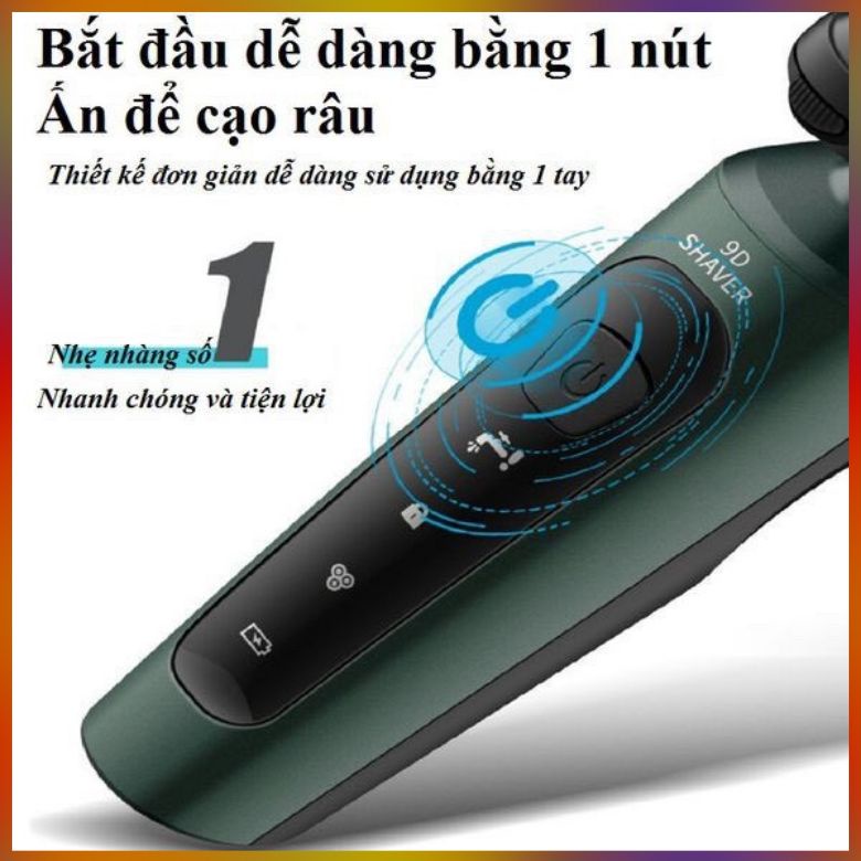 Máy Cạo Râu 9D Shaver 4in1 Đa Chức Năng Tông Đơ, Cạo Râu, Tỉa Lông, Massage Rửa Mặt Cao Cấp.