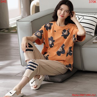 Bộ đồ nữ áo cam quần be phong cách hiện đại - Micha D45