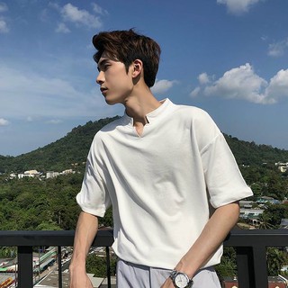 Áo thun nam cổ trụ tim Đen/Trắng