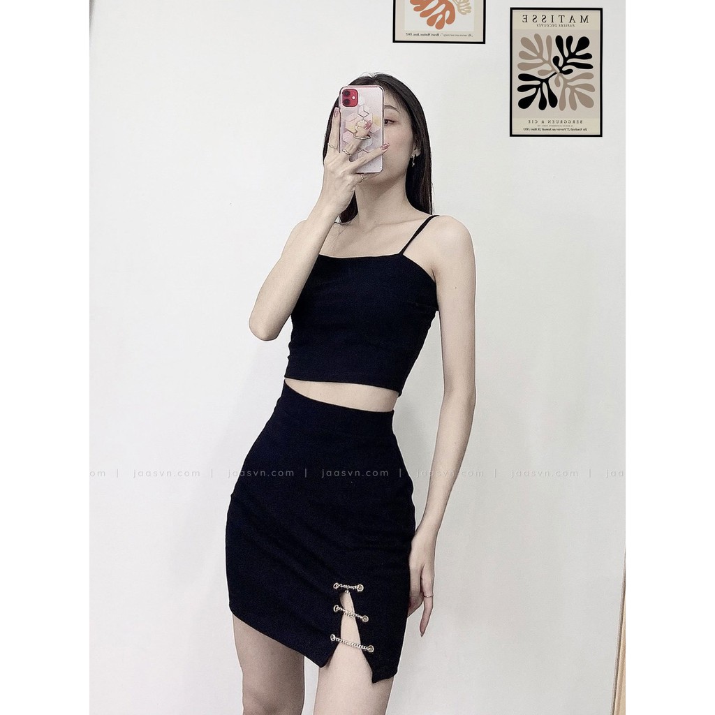 Áo crop top hai dây sợi bún thun cotton