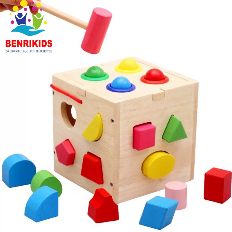 Đồ Chơi FREESHIP [Benrikids] Xe Kéo Thả Hình Và Số Giúp Bé Học Hình Khối Màu Sắc Và Số Đếm