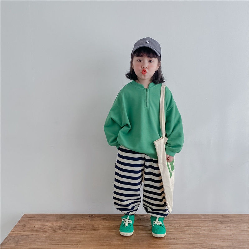 [Babycat] Hàng Có Sẵn Áo Sweater Dệt Kim Cotton Chui Đầu Dáng Rộng Màu Xanh Lá Phong Cách Nhật Bản Hàn Quốc Thời Trang Xuân Thu 2022 Mới Cho Bé Trai Và Bé Gái