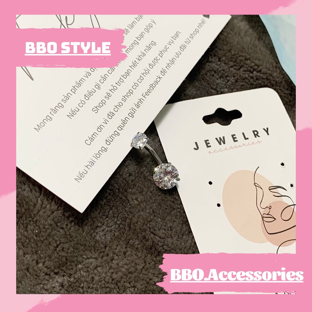 Khuyên Rốn Đá Pha Lê Trấu Nhiều Màu Không Han Gỉ - BBO.Store