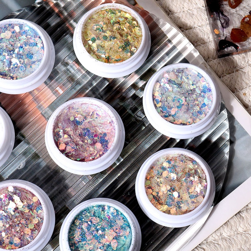 Sa Xô Đựng Kim sa Màu Cầu Vồng Lấp Lánh Trang Điểm Móng Tay Lễ Hội