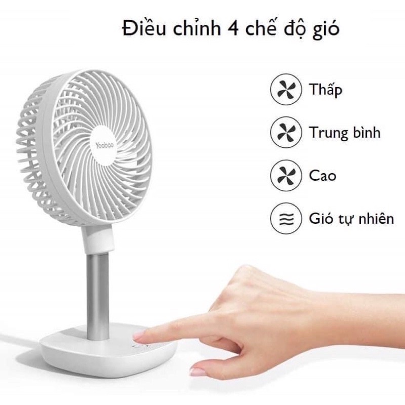 Quạt sạc Mini Yoobao F1 10000mAh - Dùng đến 60h liên tục
