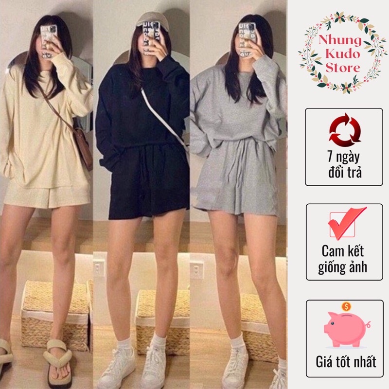 Set bộ nỉ basic set bộ nỉ 3 màu xám đen be
