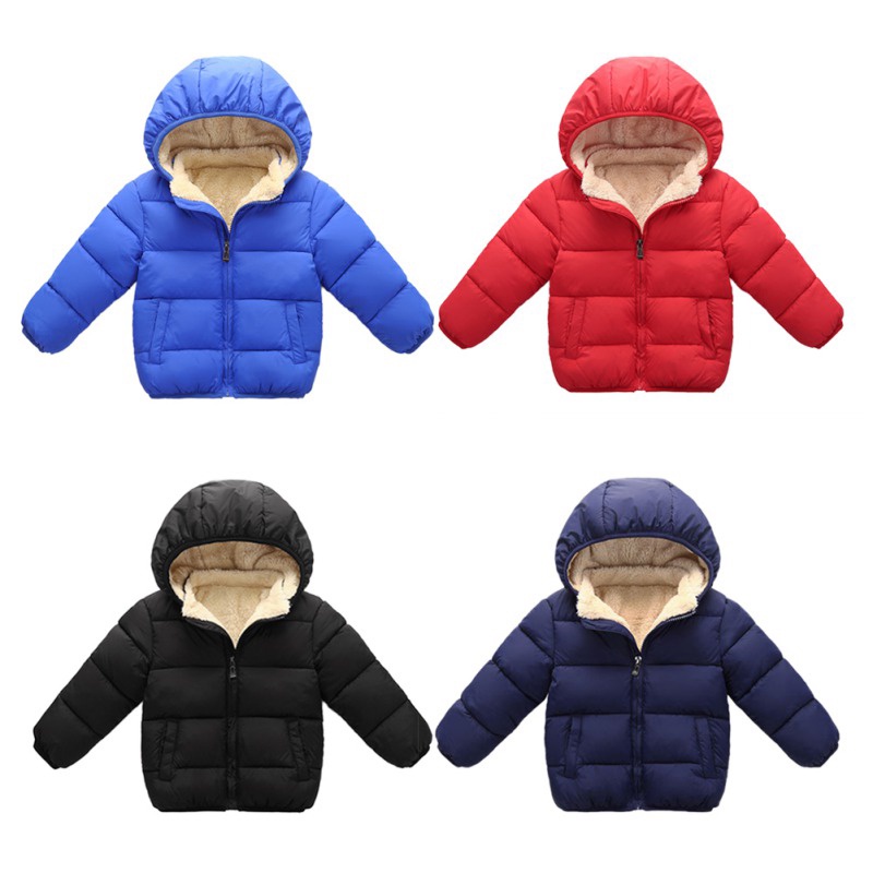 Áo Khoác Phao Đệm Cotton Phối Nhung Giữ Ấm Thời Trang Cho Bé Trai Và Gái