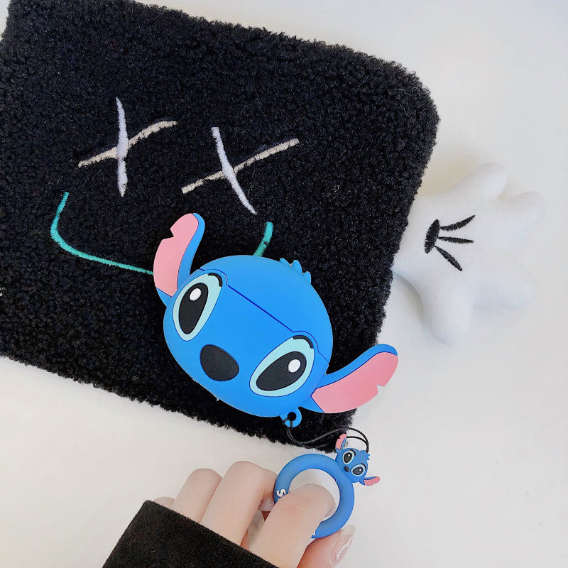 Vỏ bảo vệ hộp sạc tai nghe thích hợp cho airpods 1 / 2 pro hình stitch xinh xắn