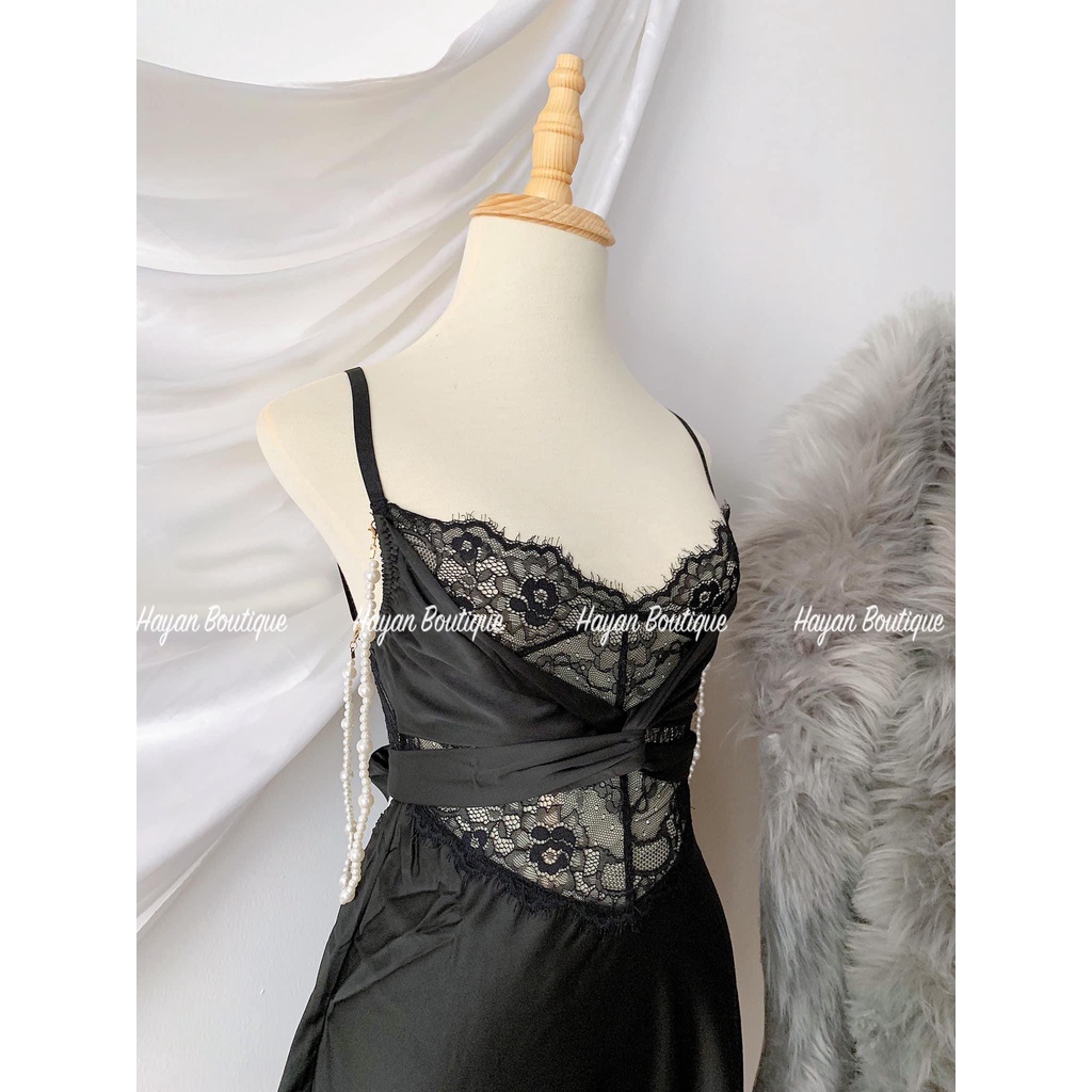 Váy ngủ sexy dây buộc chéo ngực, đầm ngủ lụa sexy gợi cảm #HT168