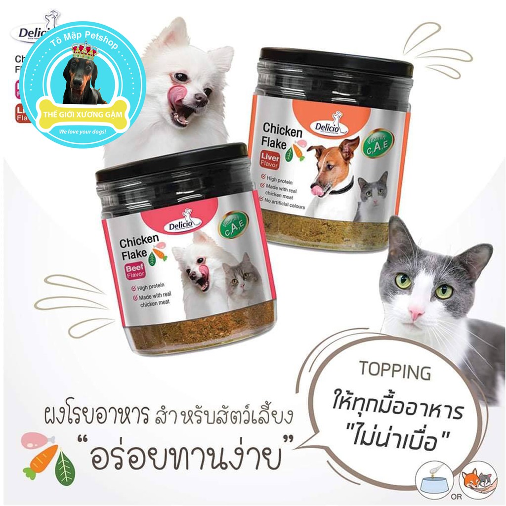 DELICIO TOPPING BỔ SUNG DINH DƯỠNG CHO CHÓ MÈO KÉN ĂN DELICIO FLAKES 100GR