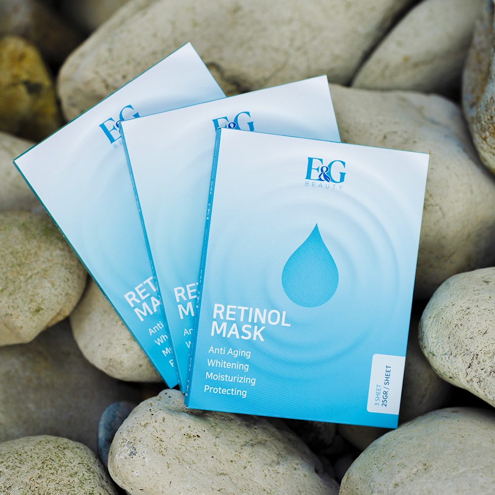 Liệu trình mặt nạ Retinol E&G Beauty trắng sáng căng bóng, chống lão hóa 25g x 3 miếng 1 Hộp