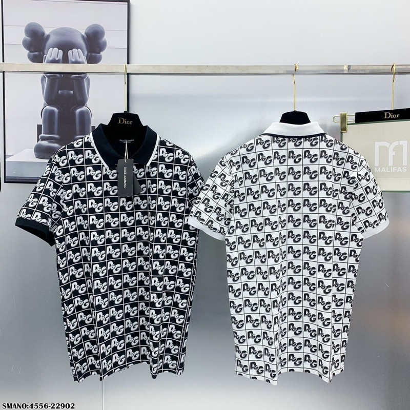 Áo Polo Nam DG Vân In Vải Cotton Cao Cấp - Áo Polo DG Cao Cấp Cho Nam