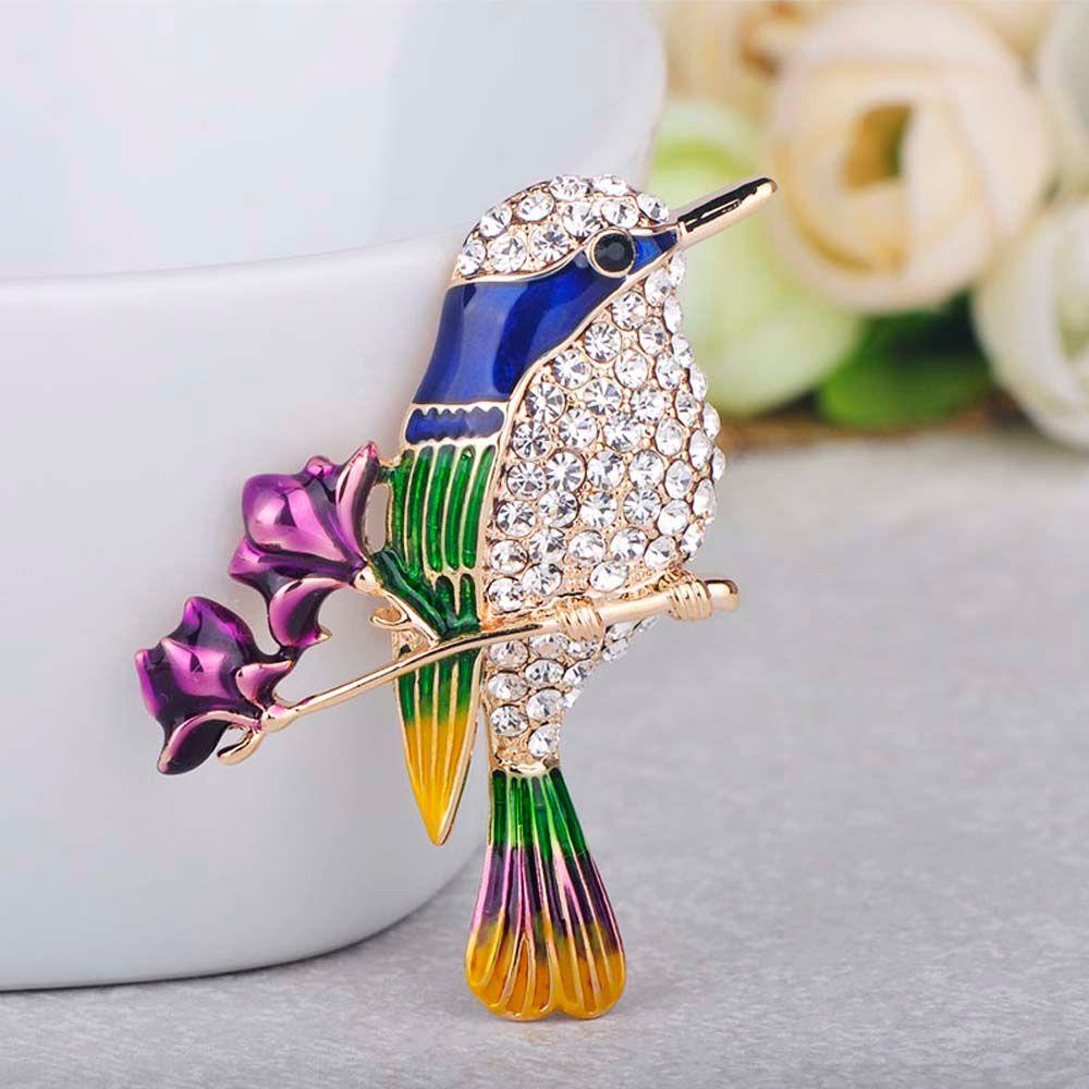 QQMALL Trâm Cài Áo Hợp Kim Hình Cành Hoa / Động Vật Đính Đá Thời Trang Cho Nữ