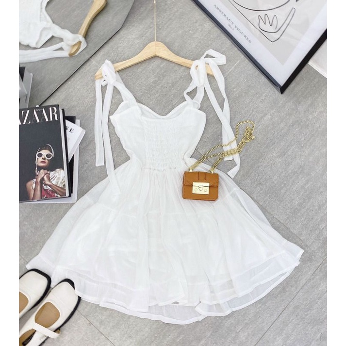 ĐẦM TRẮNG 2S CỘT VAI NƠ