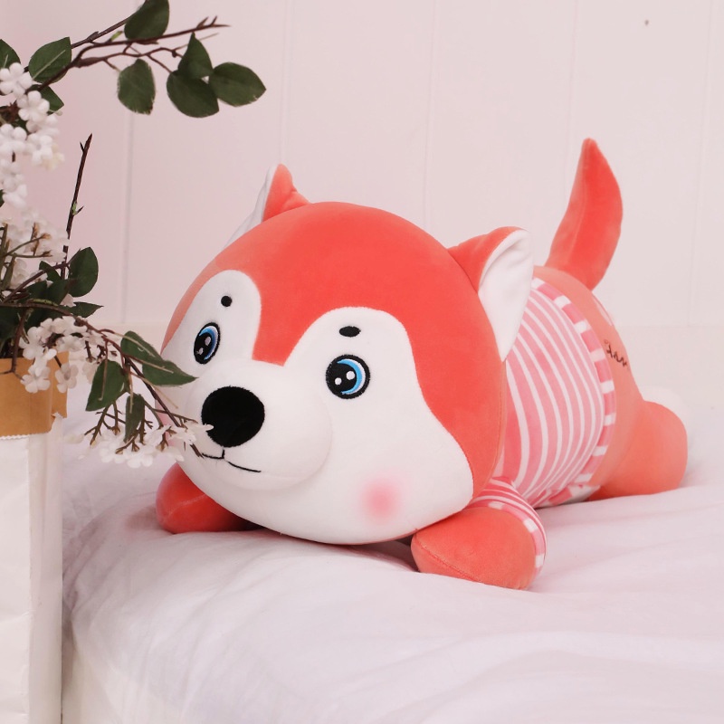 Gấu Bông Chó Bông Husky Mặt Dễ Thương - Chó Sói Quà Tặng Xám Vàng Size 80cm