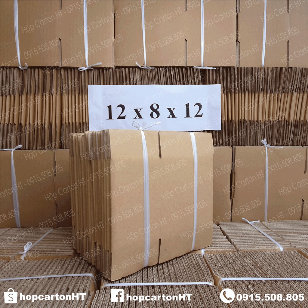 12x8x12 Combo 50 hộp carton, thùng giấy cod gói hàng, bìa giá rẻ