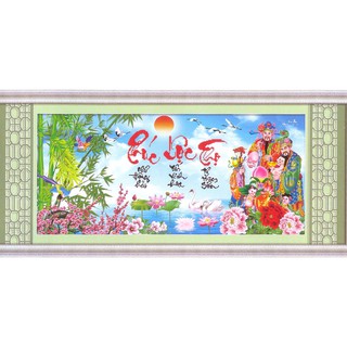 Tranh thêu chữ thập Phúc Lộc Thọ