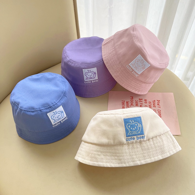 Mũ Tai Bèo Vải Thêu Chữ Phong Cách Hàn Quốc Cho Bé