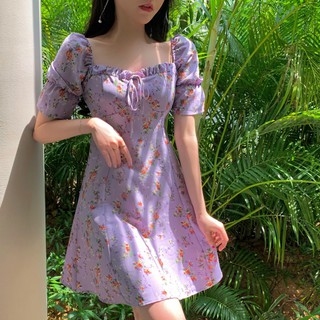 ĐẦM XÒE HOA NHÍ TÍM VIOLET DRESS