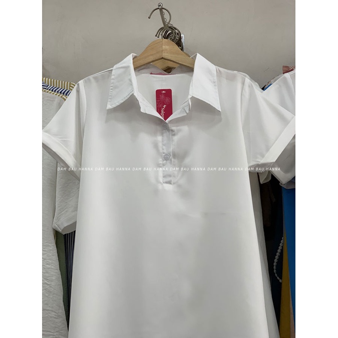 [SIZE 40-80KG] Áo bầu sơ mi màu trắng công sở lịch sự vải lụa mềm mát giá rẻ tphcm kiểu dáng dễ thương fom A gọn gàng
