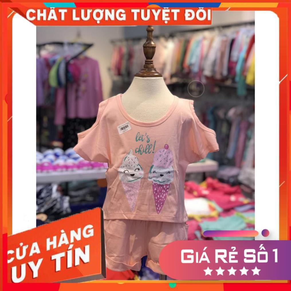 [GIÁ RẺ SỐ 1] [XẢ KHO GIÁ GỐC] Set quần áo cotton trễ vai Bé gái hình que kem litibaby size 3-10T. Cho bạn 12-30kg