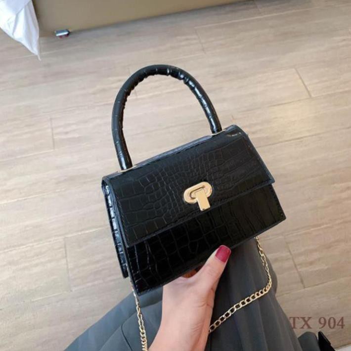 Túi xách nữ mini vân da cá sấu đẹp dây xích đeo chéo xu hướng thời trang