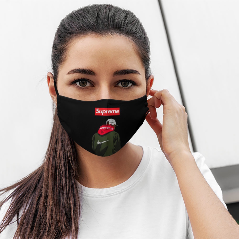 Khẩu trang vải eco mask S.u.p.r.e.m.e_3515 CARTWELL chất liệu vải mềm dày 2 lớp chống nắng phòng dịch bệnh lọc ô nhiễm