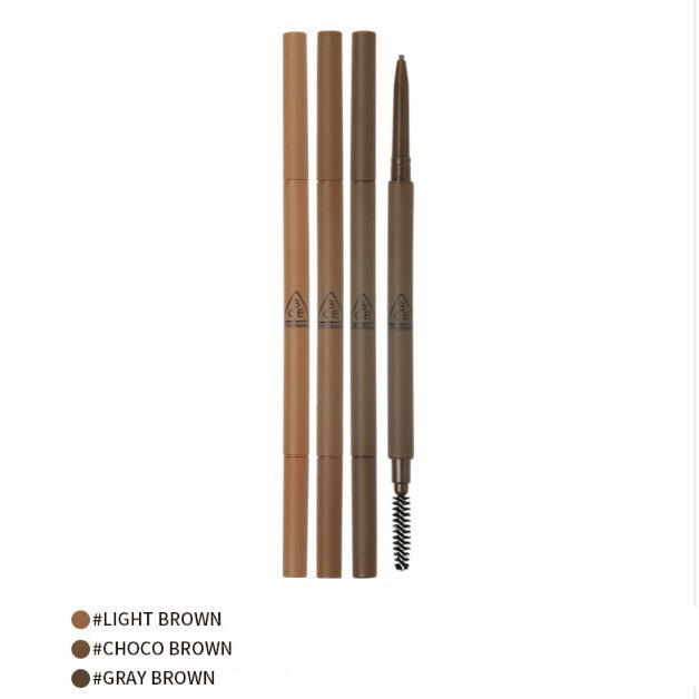 Bút Chì Kẻ Chân Mày 2 Đầu Siêu Mảnh 3CE Super Slim Eye Brow Pencil