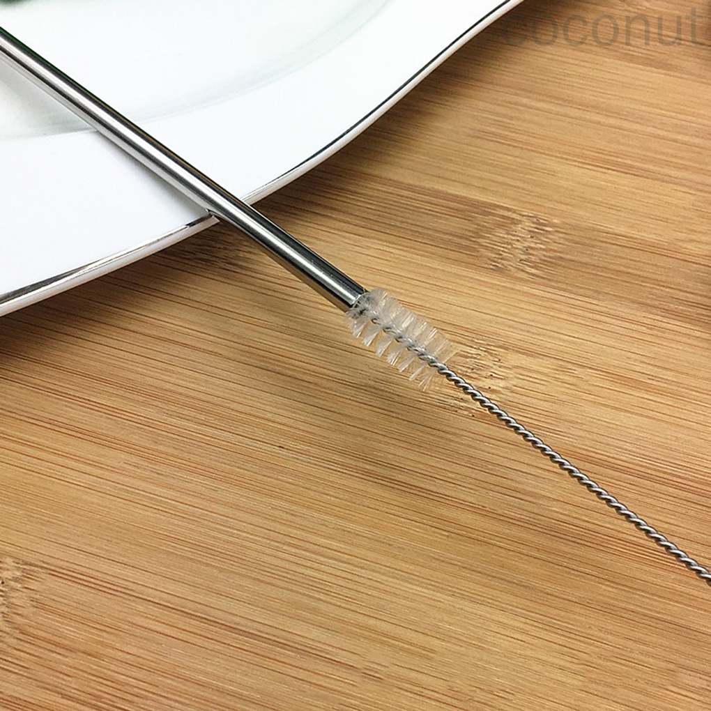 Set ống hút thép không gỉ 21.5cm có thể tái sử dụng kèm cọ rửa tiện lợi
