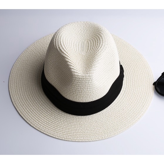 Mũ (nón) cói Fedora (phớt) nam/nữ vành rộng đi biển-Unisex