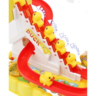Vịt leo cầu thang có nhạc, đồ chơi cầu trượt vịt vàng leo thang cho bé