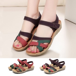 Dép sandal nữ đế xuồng chất liệu da