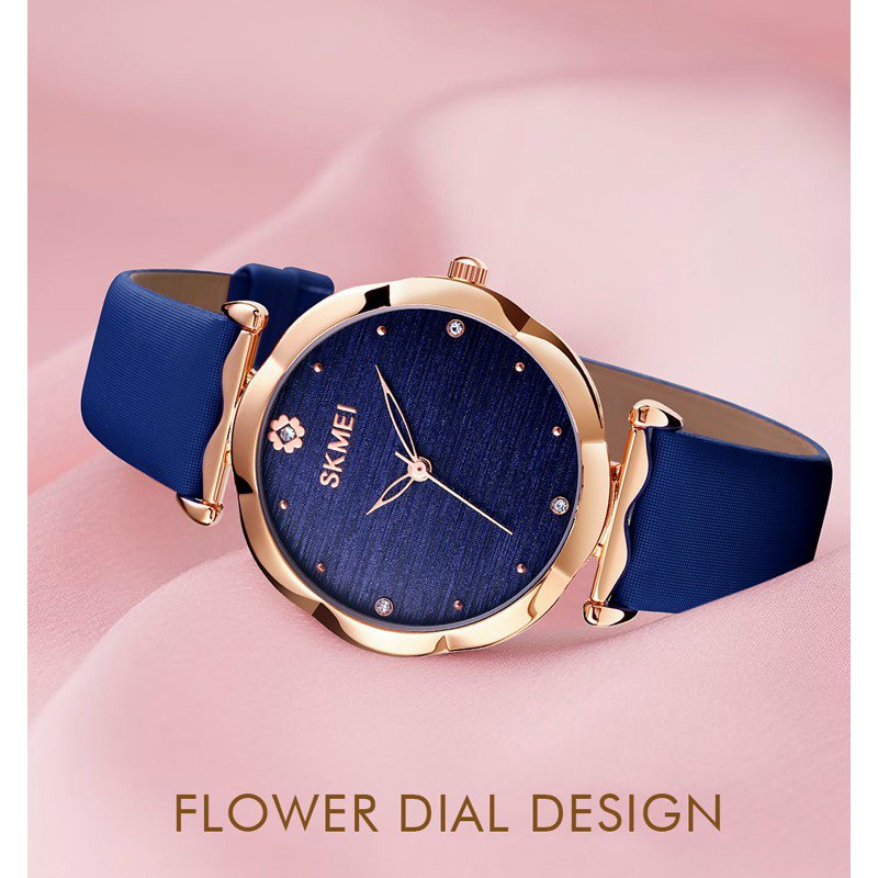 Đồng Hồ Nữ Skmei SK03 Chính Hãng Dây Da Thời Trang Mặt Đính Đá