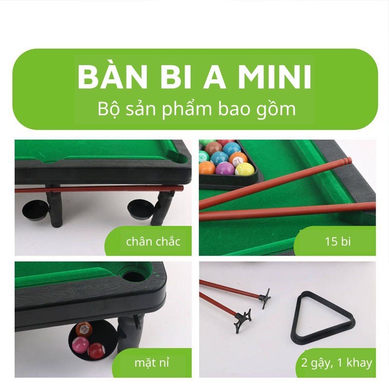 Bàn Bi-A Mini Cao Cấp bàn bi a size lớn 15 bi mặt nỉ không bong nhựa cao cấp an toàn cho trẻ em và người lớn