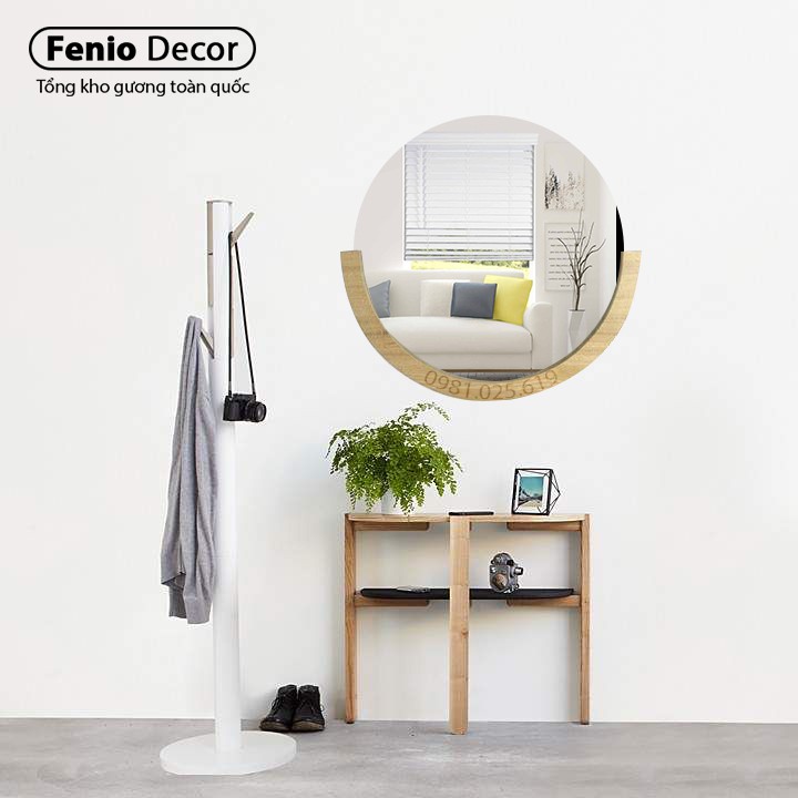 Gương gỗ tròn viền phong cách bắc âu Gương decor độc đáo cực đẹp