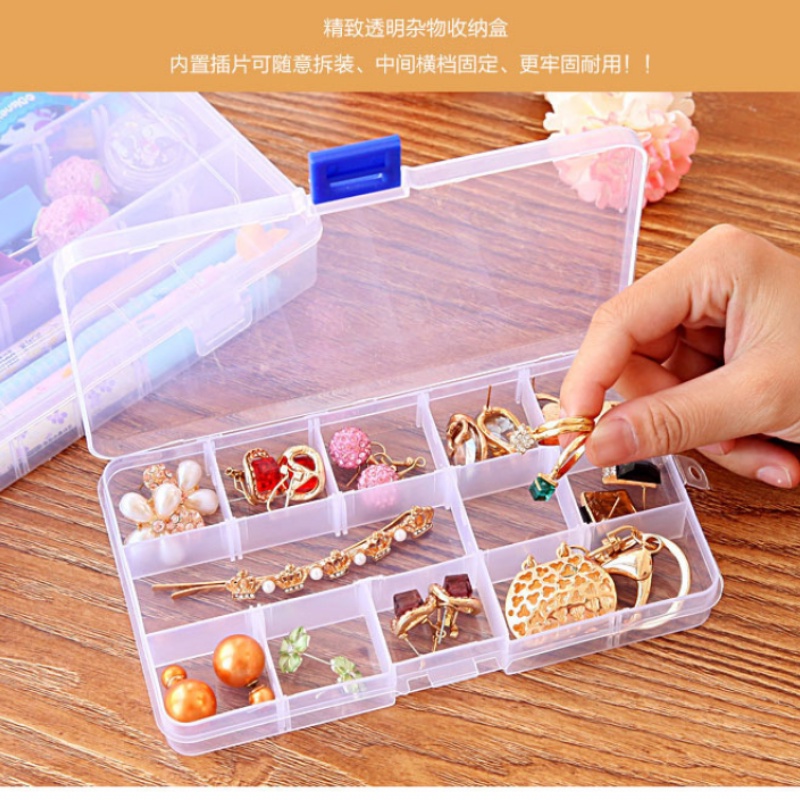 Hộp nhựa 10 ngăn trong suốt dùng để đựng đồ trang sức tiện lợi chất lượng cao