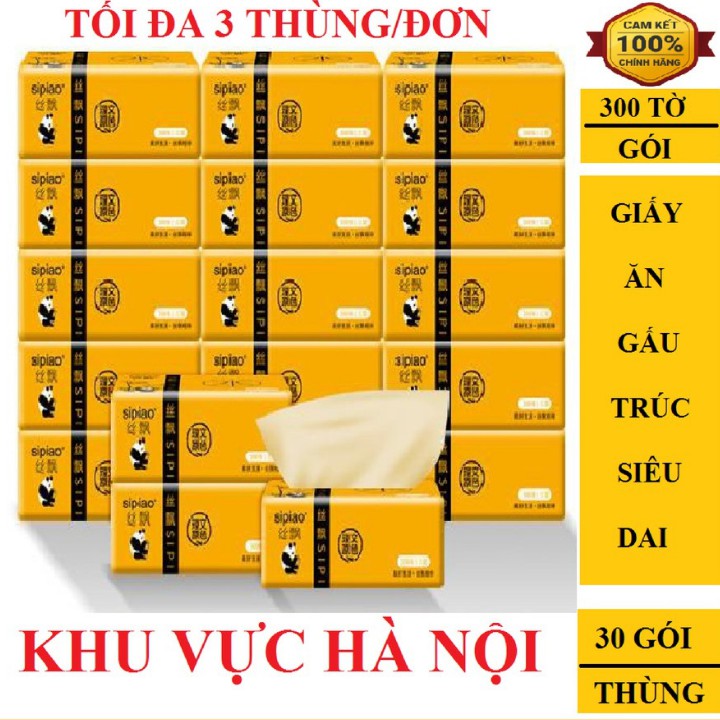 [sỉ 30 gói] Thùng giấy ăn gấu trúc Sipiao, 30 gói mỗi gói 300 tờ