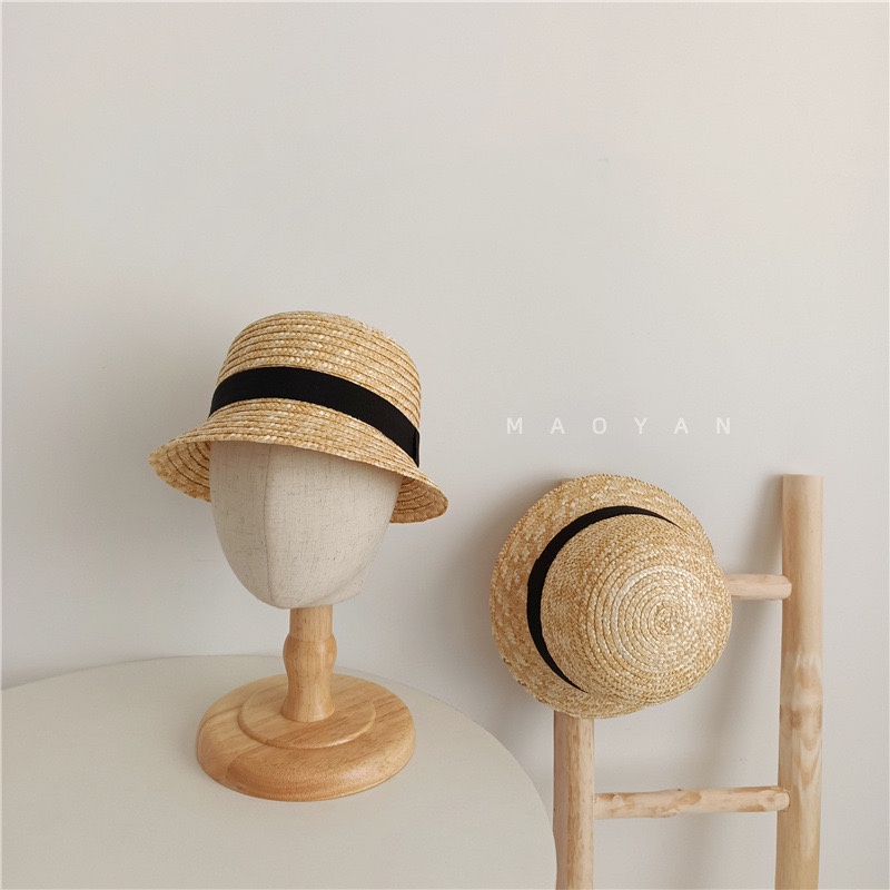 Mũ cói tròn cho bé Mick and Milk 6 tháng đến 3 tuổi nón cói form cứng phong cách Hàn Quốc