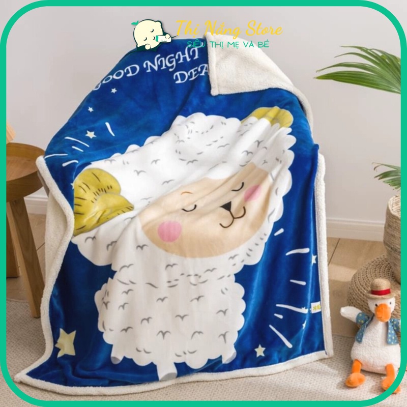 Chăn lông cừu trẻ em 2 lớp loại dày cho bé nhiều mẫu, chăn cho bé đi học đến trường - (Size 1m4 x 1m siêu ấm) Thị Nắng