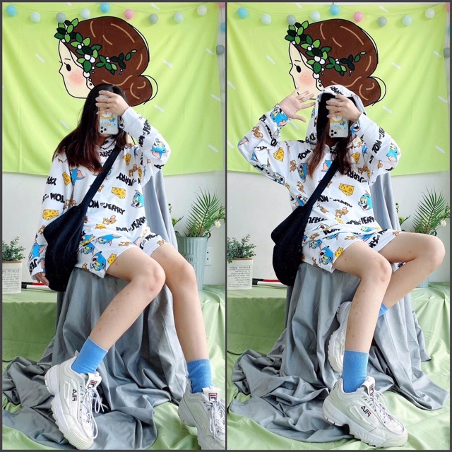 Set Hoodie Dài Tay Tom&amp;Jerry Ảnh Thật